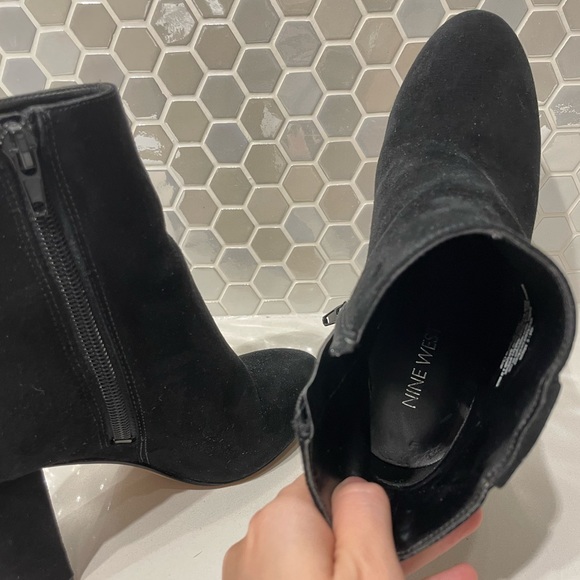 Black Suede Heeled Ankle Boots (Nine West) - Picture 5 of 9